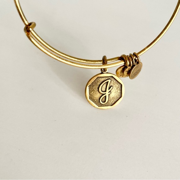 Alex and Ani Gold Charm Initial J Bangle Bracelet - Picture 2 of 4